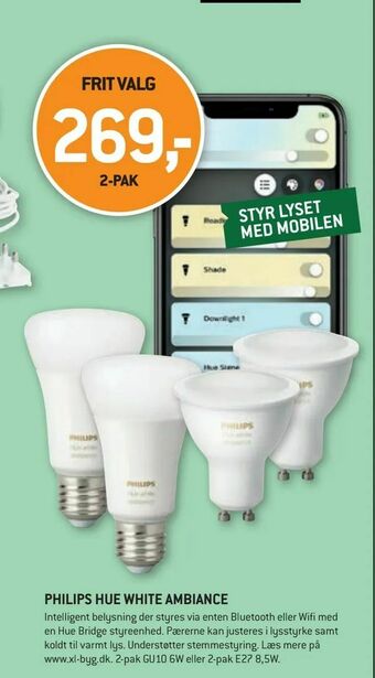 XL-BYG Philips hue white ambiance tilbud