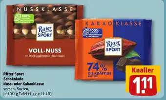 REWE DE Ritter Sport Schokolade Nuss- oder Kakaoklasse tilbud