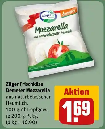 REWE DE Züger Frischkäse Demeter Mozzarella tilbud