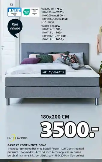 JYSK BASIC C5 KONTINENTALSENG tilbud