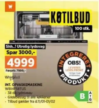 Power INT. OPVASKEMASKINE WBIHF58TUS tilbud