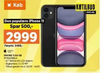 Power IPHONE 11 64 GB IP1164GBBLK tilbud