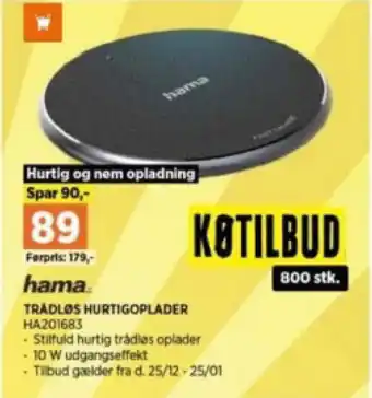 TRÅDLØS HURTIGOPLADER