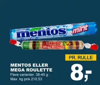 Let-Køb MENTOS ELLER MEGA ROULETTE tilbud