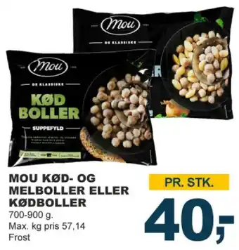 Let-Køb MOU KØD- OG MELBOLLER ELLER KØDBOLLER 700-900 g tilbud