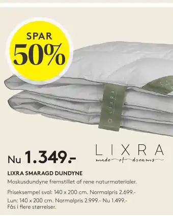 SengeSpecialisten LIXRA SMARAGD DUNDYNE tilbud