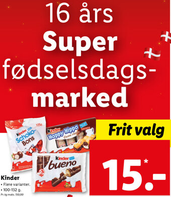 Lidl Kinder 100-132 g tilbud