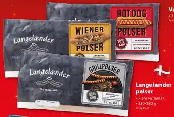 Lidl Langelænder Pølser 330-350 g tilbud
