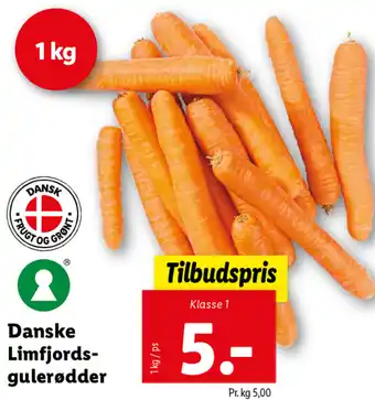 Lidl Danske Limfjords-Gulerødder 1 Kg tilbud