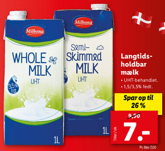 Lidl Langtids Holdbar Mælk 1 Liter tilbud