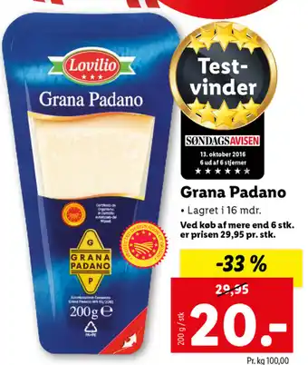 Lidl Grana Padano 200g tilbud
