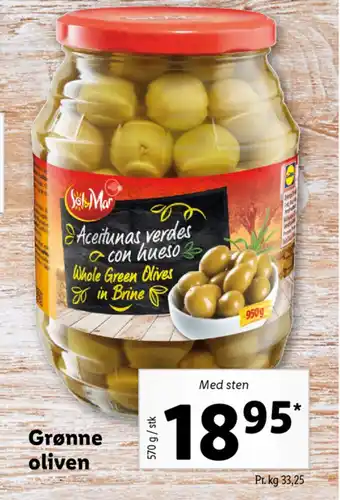 Lidl Grønne Oliven 570g tilbud
