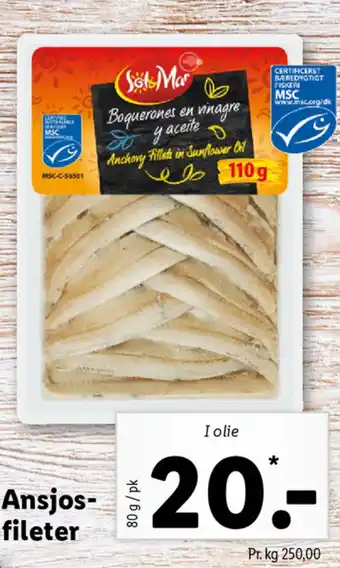 Lidl Ansjos Fileter 80g tilbud