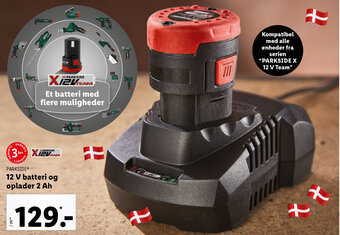 Lidl 12 V Batteri og Oplader 2 AH tilbud