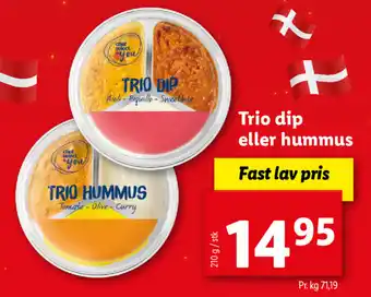 Lidl Trio Dip Eller Hummus 210g tilbud