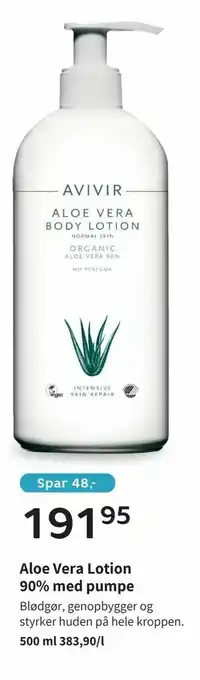 Helsam Aloe Vera Lotion 90% med pumpe tilbud