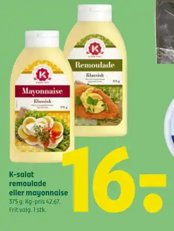 Coop 365 K-salat remoulade eller mayonnaise tilbud