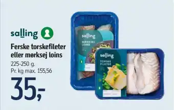 Ferske torskefileter eller mørksej loins
