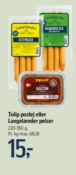 Føtex Tulip postej eller Langelænder pølser tilbud