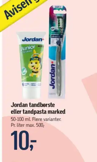 Føtex Jordan tandbørste eller tandpasta marked tilbud