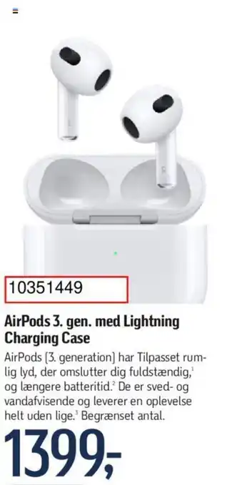 Føtex AirPods 3. gen. med Lightning Charging Case tilbud