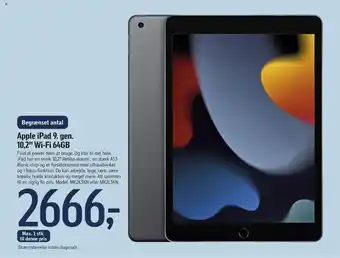 Føtex Apple iPad 9. gen. 10,2" Wi-Fi 64GB tilbud