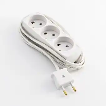 Bauhaus E-line 3-vejs stikdåse uden jord 10a hvid 1,5 m tilbud