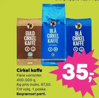 Kvickly Cirkel kaffe Flere varianter. 400-500 g. tilbud