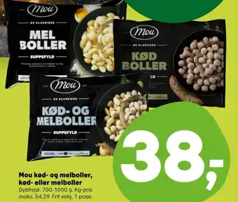 Kvickly Mou kød- og melboller, kød- eller melboller tilbud