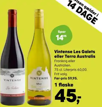 Kvickly Vintense Les Galets eller Terra Australis tilbud