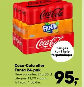 Kvickly Coca-Cola eller Fanta 24-pak tilbud