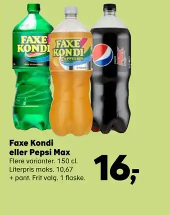Kvickly Faxe Kondi eller Pepsi Max tilbud