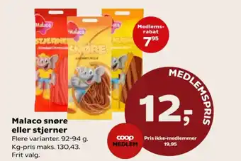 Kvickly Malaco snøre eller stjerner tilbud