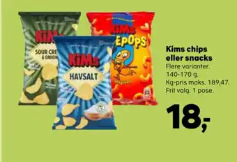 Kvickly Kims chips eller snacks tilbud