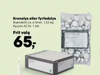 Kvickly Kronelys eller fyrfadslys tilbud
