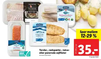 Lidl Torske-, rødspætte-, lakse-eller panerede sejfileter tilbud