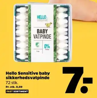 Netto Hello Sensitive baby sikkerhedsvatpinde tilbud