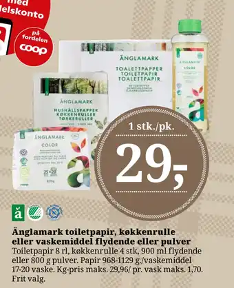 Dagli'Brugsen Änglamark toiletpapir, køkkenrulle eller vaskemiddel flydende eller pulver tilbud