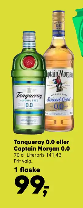 Kvickly Tanqueray 0.0 eller captain morgan 0.0 tilbud
