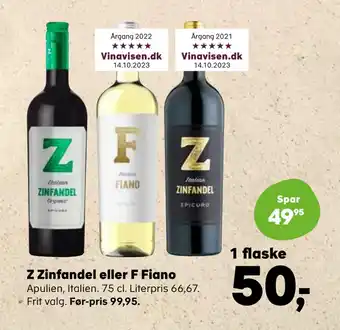 SuperBrugsen Z zinfandel eller f fiano tilbud