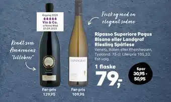 SuperBrugsen Ripasso superiore pagus bisano eller landgraf riesling spätlese tilbud