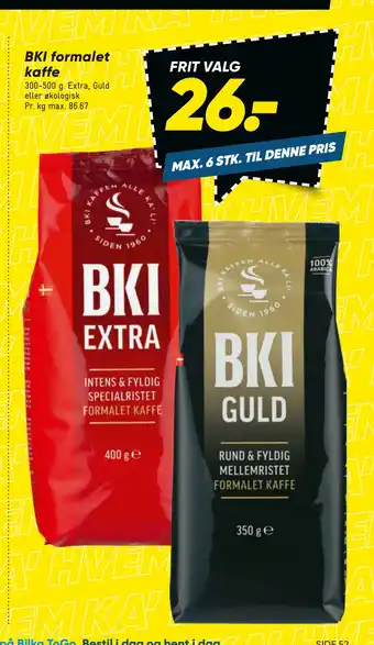 Bilka Bki formalet kaffe tilbud