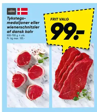 Bilka Tykstegsmedaljoner eller wienerschnitzler af dansk kalv tilbud