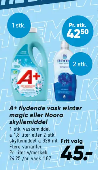 Bilka A+ flydende vask winter magic eller noora skyllemiddel tilbud