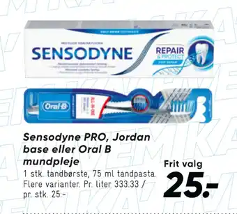 Bilka Sensodyne pro, jordan base eller oral b mundpleje tilbud