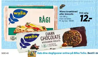 Bilka Wasa knækbrød eller biscuits tilbud
