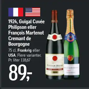 Føtex 1924, guigal cuvée philipson eller françois martenot cremant de bourgogne tilbud