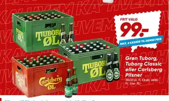 Bilka Grøn tuborg, tuborg classic eller carlsberg pilsner tilbud