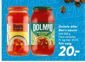 Bilka Dolmio eller ben's sauce tilbud