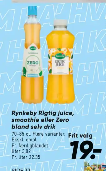 Rynkeby rigtig juice, smoothie eller zero bland selv drik